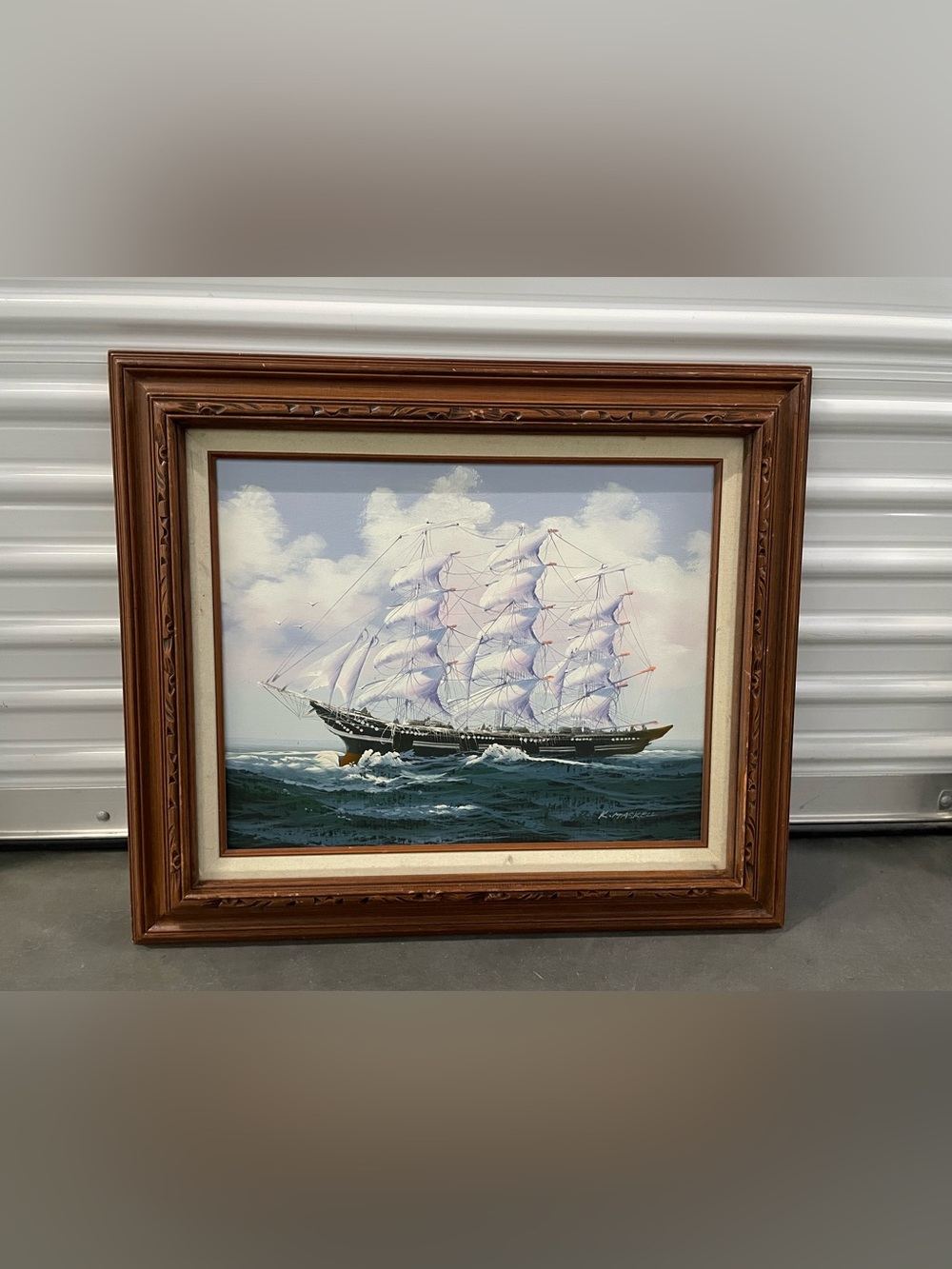 ARTIST SIGNED K MASKELL NAUTICAL TALL SHIP AT SEA MARITIME OIL PAINTING SEASCAPE